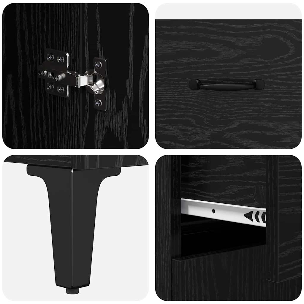 vidaXL Πλαϊνό γραφείο Μαύρη Οξυά 69,5 x 34 x 90 εκ. Επεξεργασμένο ξύλο
