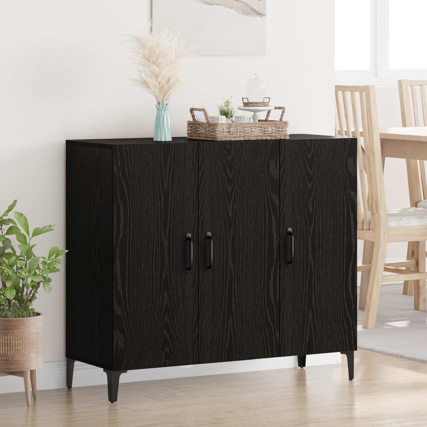 vidaXL Πλαϊνό γραφείο Μαύρη δρυς 34 x 90 x 80 εκ Επεξεργασμένο ξύλο