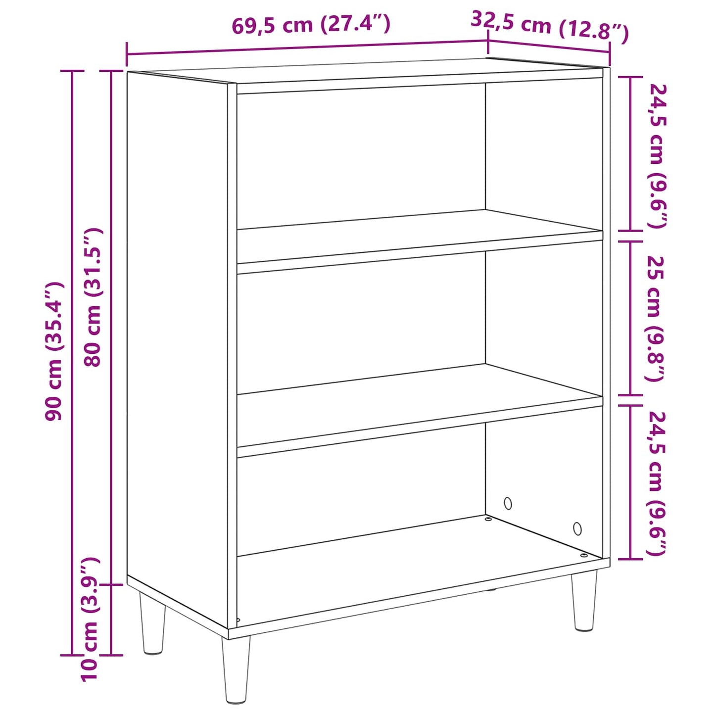 vidaXL Πλαϊνό γραφείο Artisan Oak 69,5 x 32,5 x 90 εκ