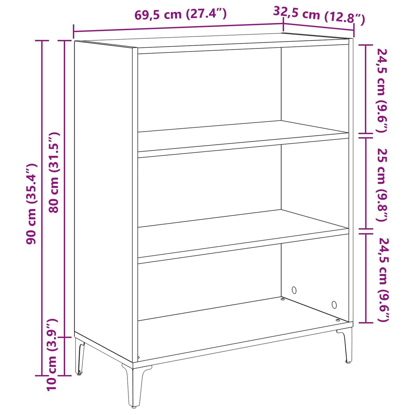 vidaXL Πλαϊνό γραφείο Παλιό ξύλο 69,5 x 32,5 x 90 εκ