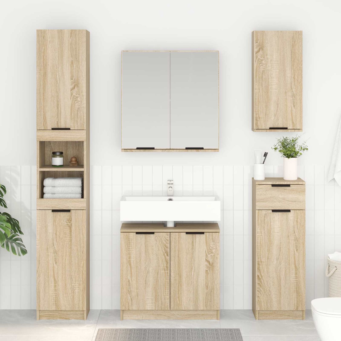 vidaXL Ντουλάπι Μπάνιου με αποθήκευση Δρύς Sonoma 64,5 x 33,5 x 59 εκ.