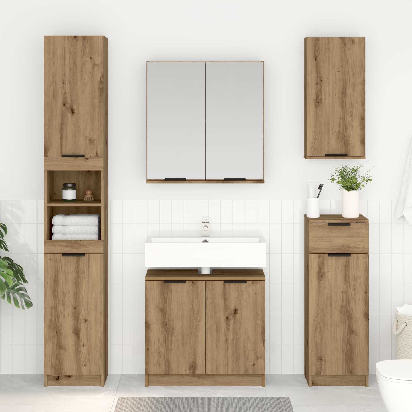 vidaXL Ντουλάπι Μπάνιου με αποθήκευση Artisan Oak 64,5 x 33,5 x 59 εκ.