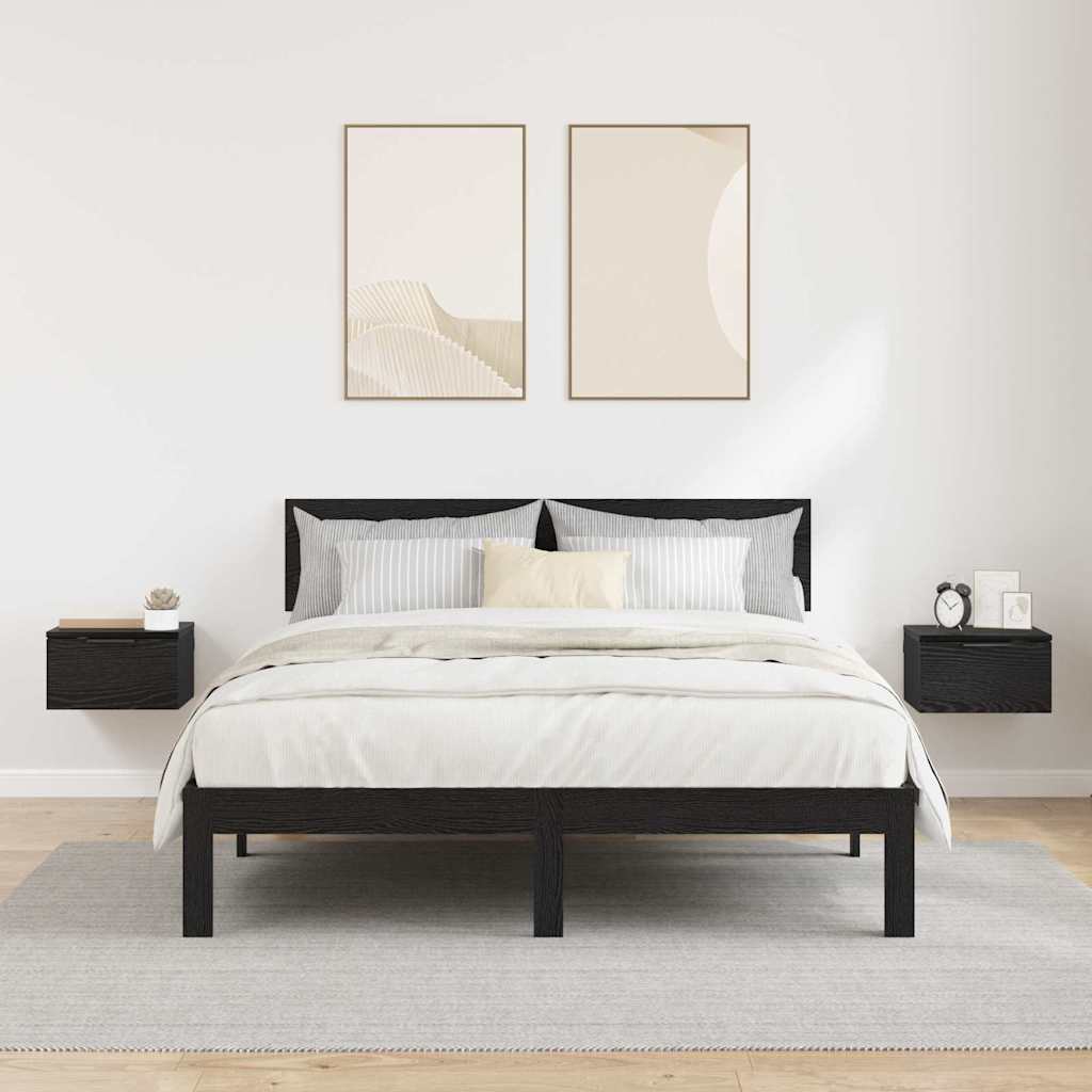 vidaXL Κομοδίνο 2 pcs Μαύρη Οξυά 34 x 30 x 20 εκ Επεξεργασμένο ξύλο