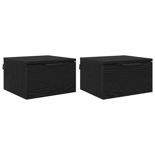 vidaXL Κομοδίνο 2 τμχ. Μαύρη Οξυά 34 x 30 x 20 εκ Επεξεργασμένο Ξύλο