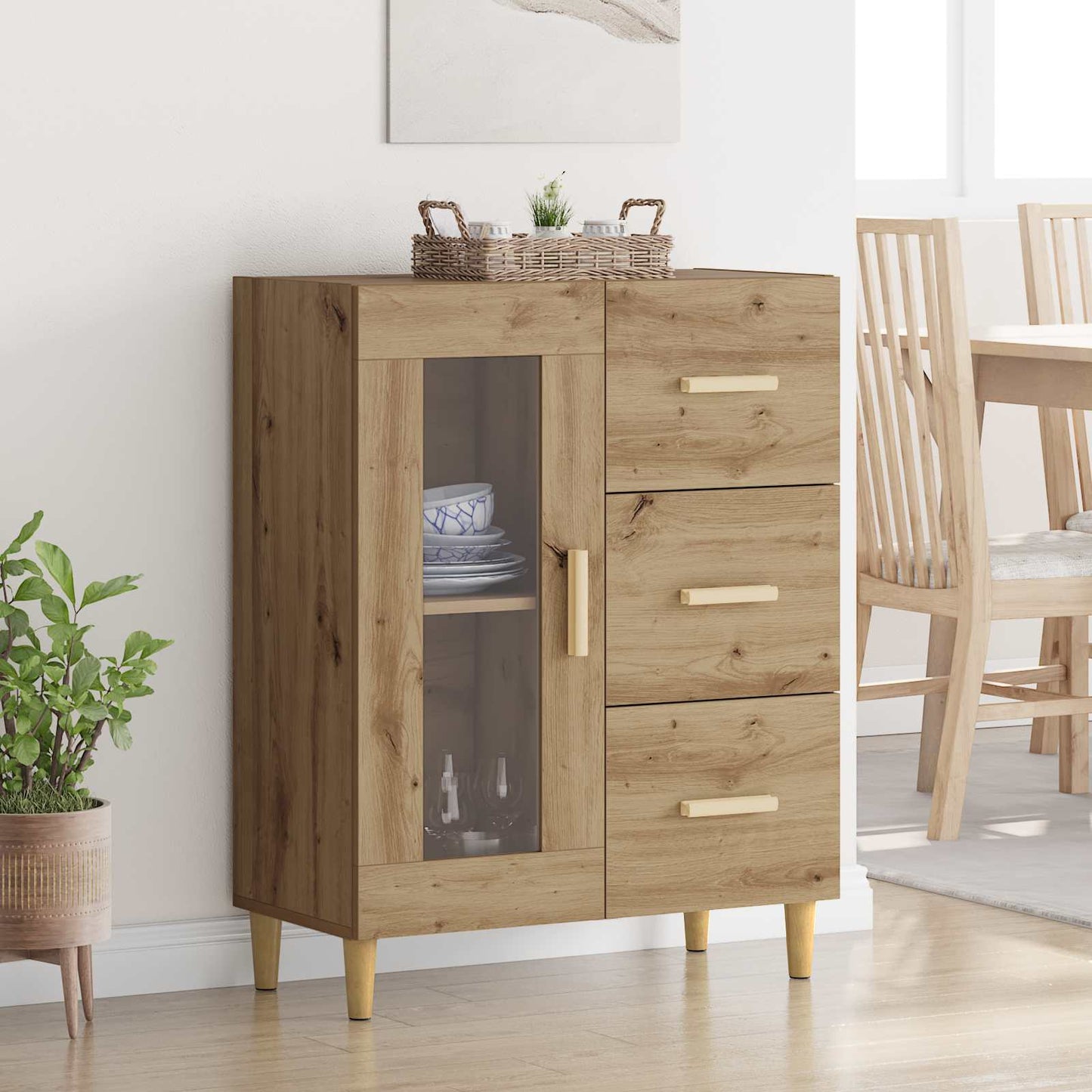 vidaXL Πλαϊνό γραφείο με συρτάρι Artisan Oak 69,5 x 34 x 90 εκ.