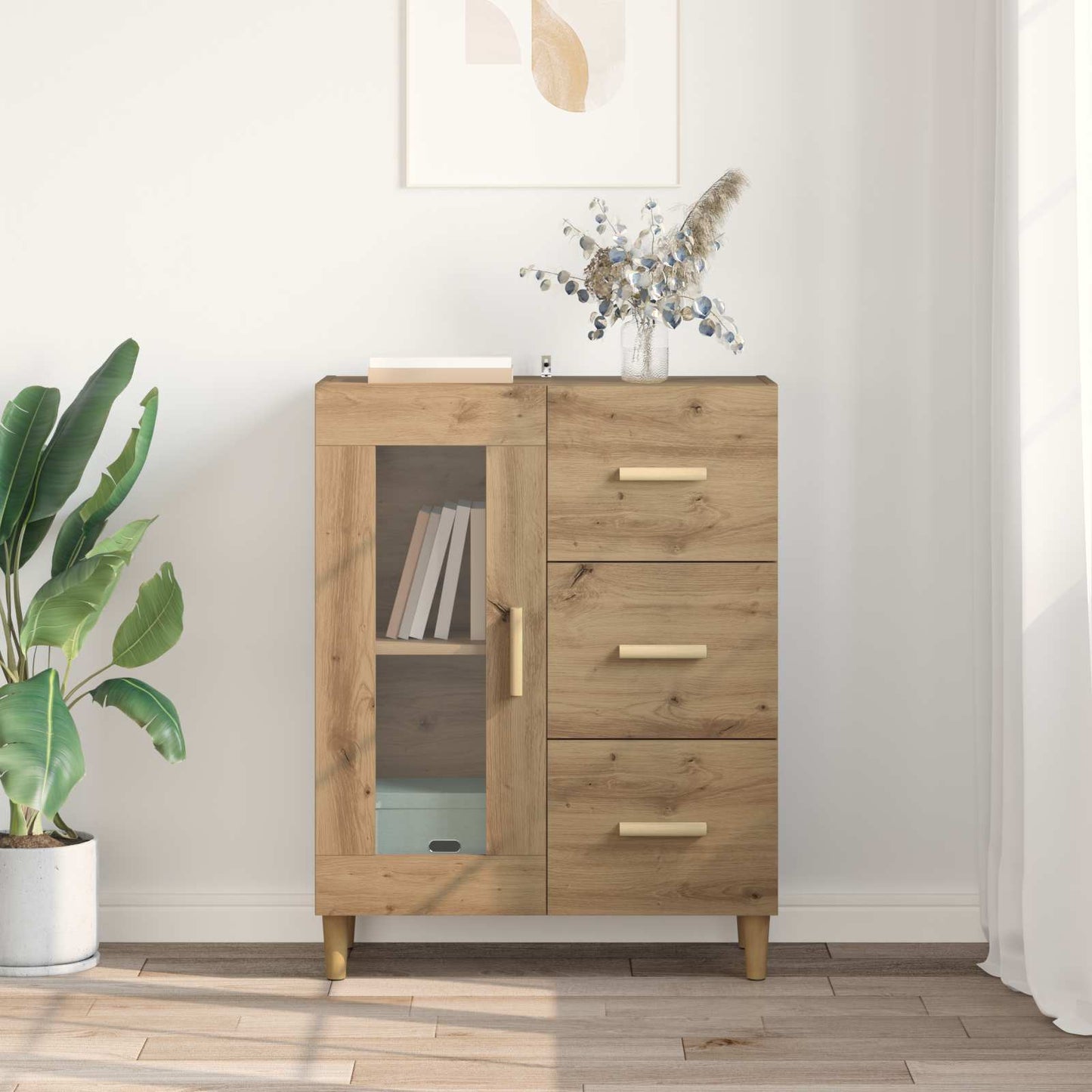 vidaXL Πλαϊνό γραφείο με συρτάρι Artisan Oak 69,5 x 34 x 90 εκ.