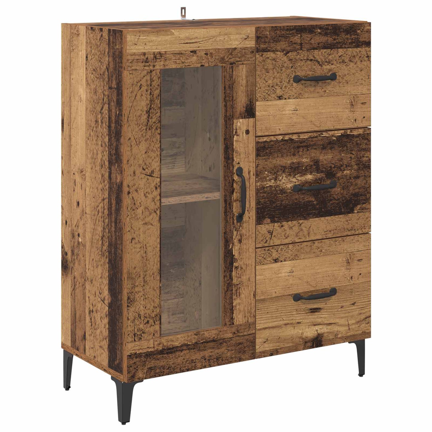 vidaXL Πλαϊνό γραφείο με συρτάρι Παλιό Ξύλο 69,5 x 34 x 90 εκ.