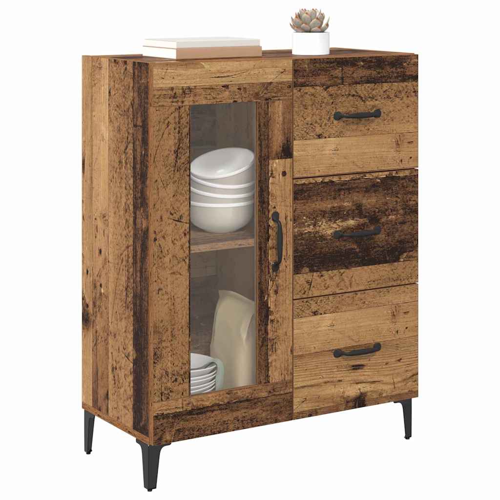 vidaXL Πλαϊνό γραφείο με συρτάρι Παλιό Ξύλο 69,5 x 34 x 90 εκ.