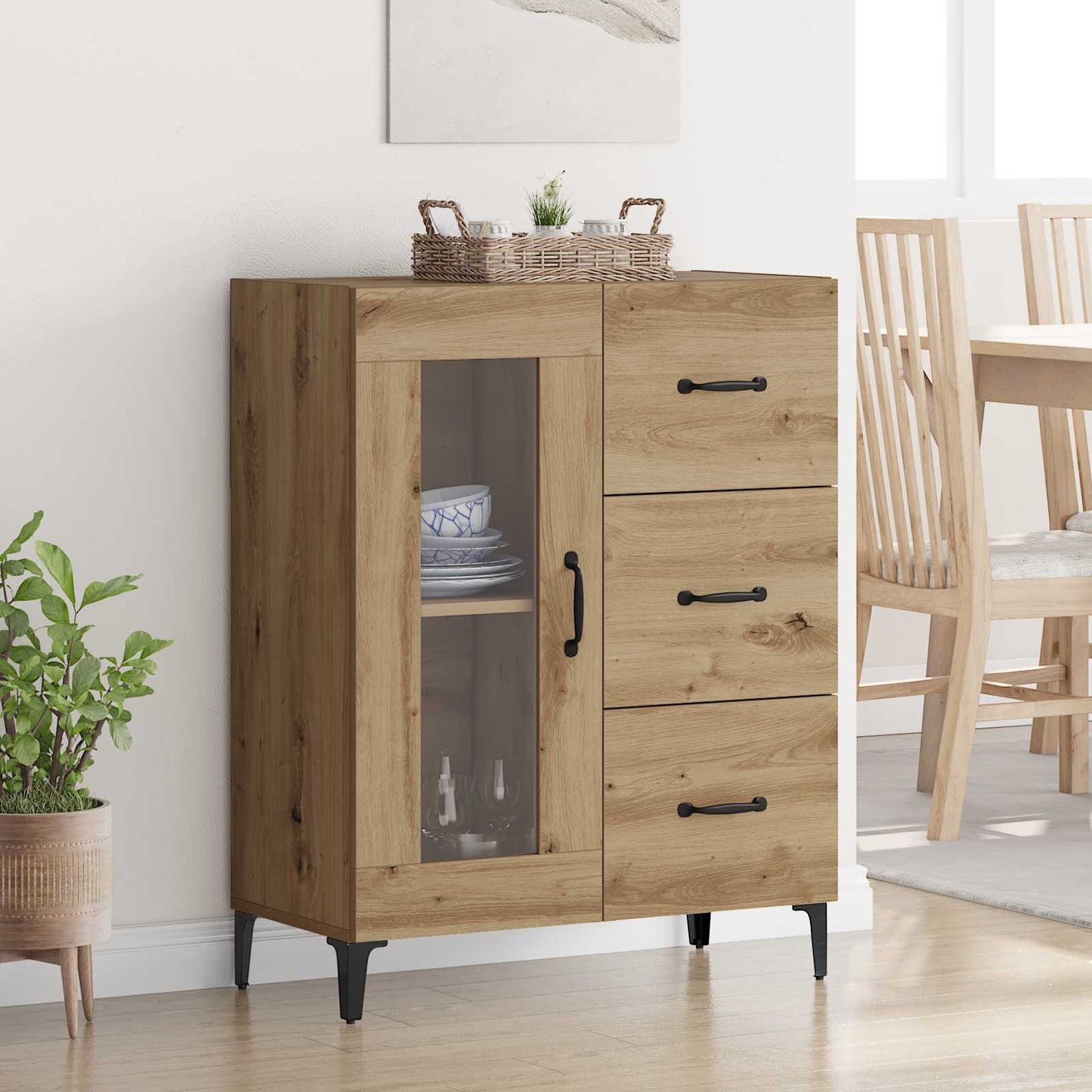 vidaXL Πλαϊνό γραφείο με συρτάρι Artisan Oak 69,5 x 34 x 90 εκ.