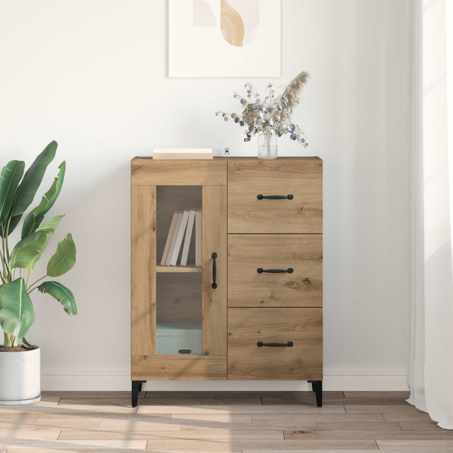 vidaXL Πλαϊνό γραφείο με συρτάρι Artisan Oak 69,5 x 34 x 90 εκ.