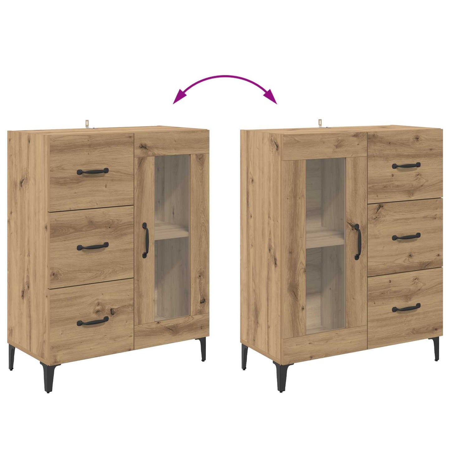 vidaXL Πλαϊνό γραφείο με συρτάρι Artisan Oak 69,5 x 34 x 90 εκ.