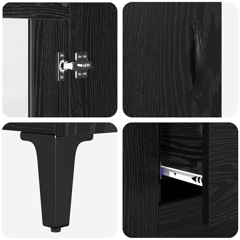 vidaXL Πλαϊνό γραφείο με συρτάρι Μαύρη Οξυά 69,5 x 34 x 90 εκ.