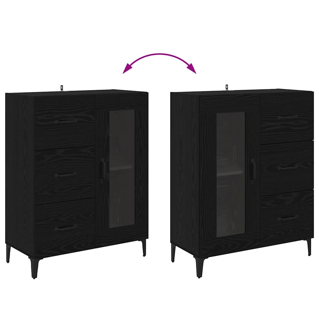 vidaXL Πλαϊνό γραφείο με συρτάρι Μαύρη Οξυά 69,5 x 34 x 90 εκ.