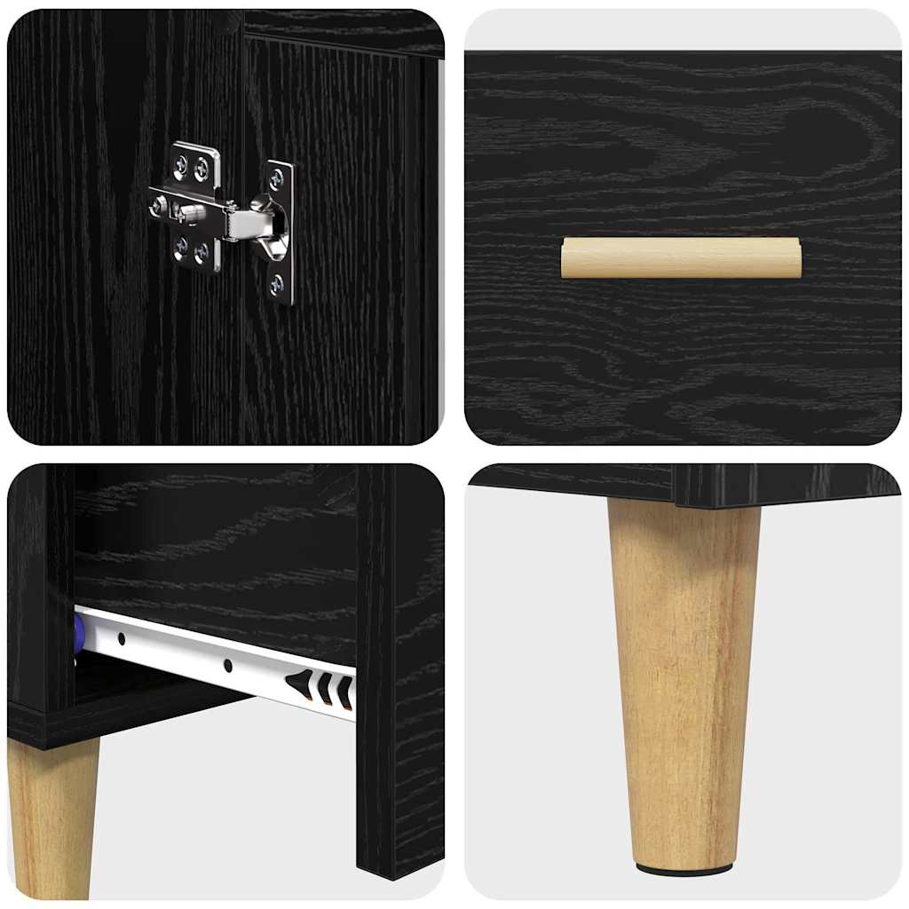 vidaXL Highboard Μαύρη Οξυά 70 x 31 x 115 εκ Επεξεργασμένο ξύλο