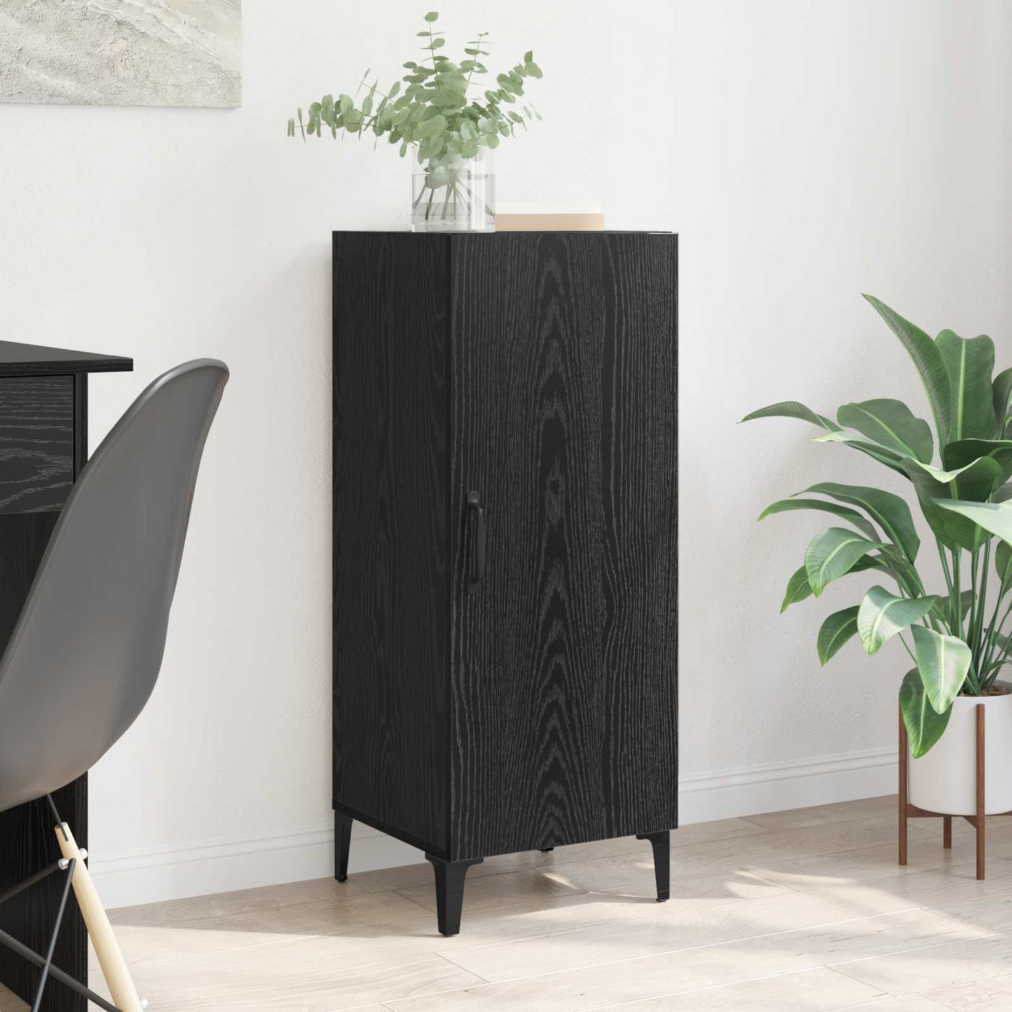 vidaXL Πλαϊνό γραφείο Μαύρη Οξυά 34,5 x 34 x 90 εκ. Επεξεργασμένο ξύλο
