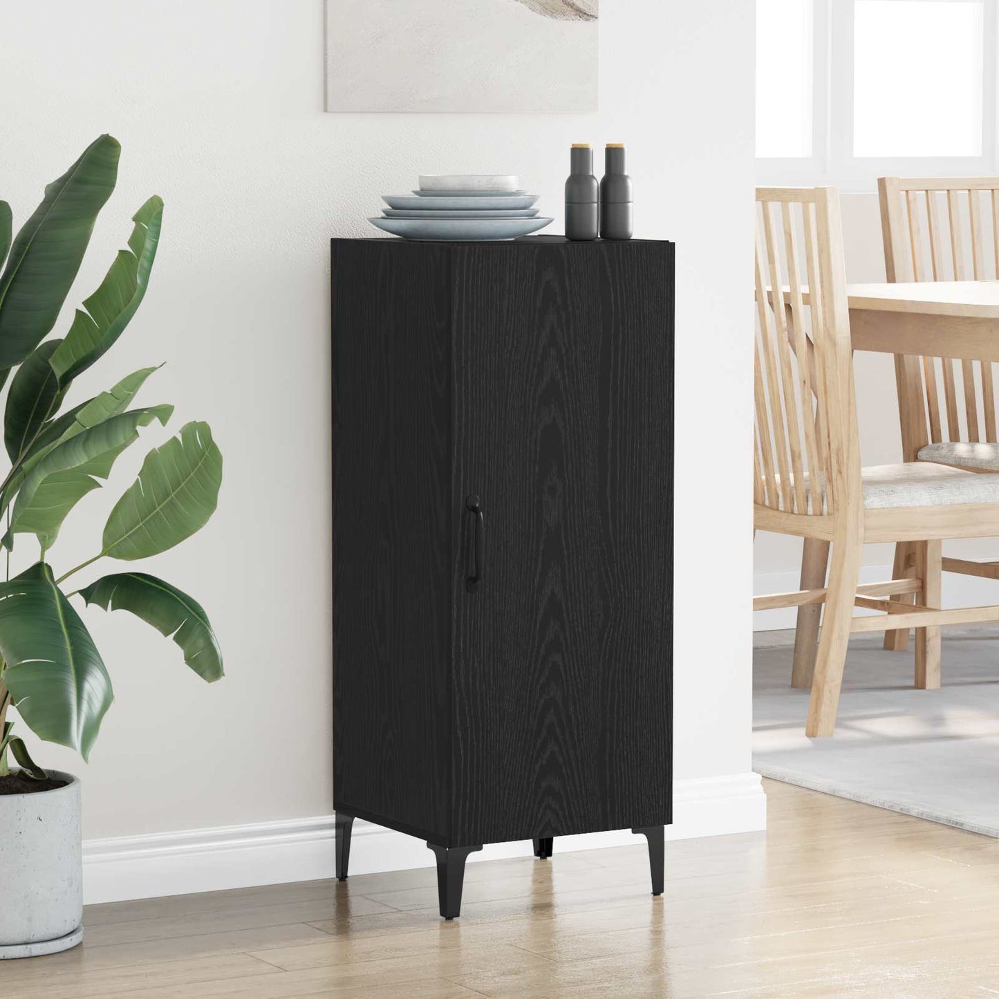 vidaXL Πλαϊνό γραφείο Μαύρη Οξυά 34,5 x 34 x 90 εκ. Επεξεργασμένο ξύλο