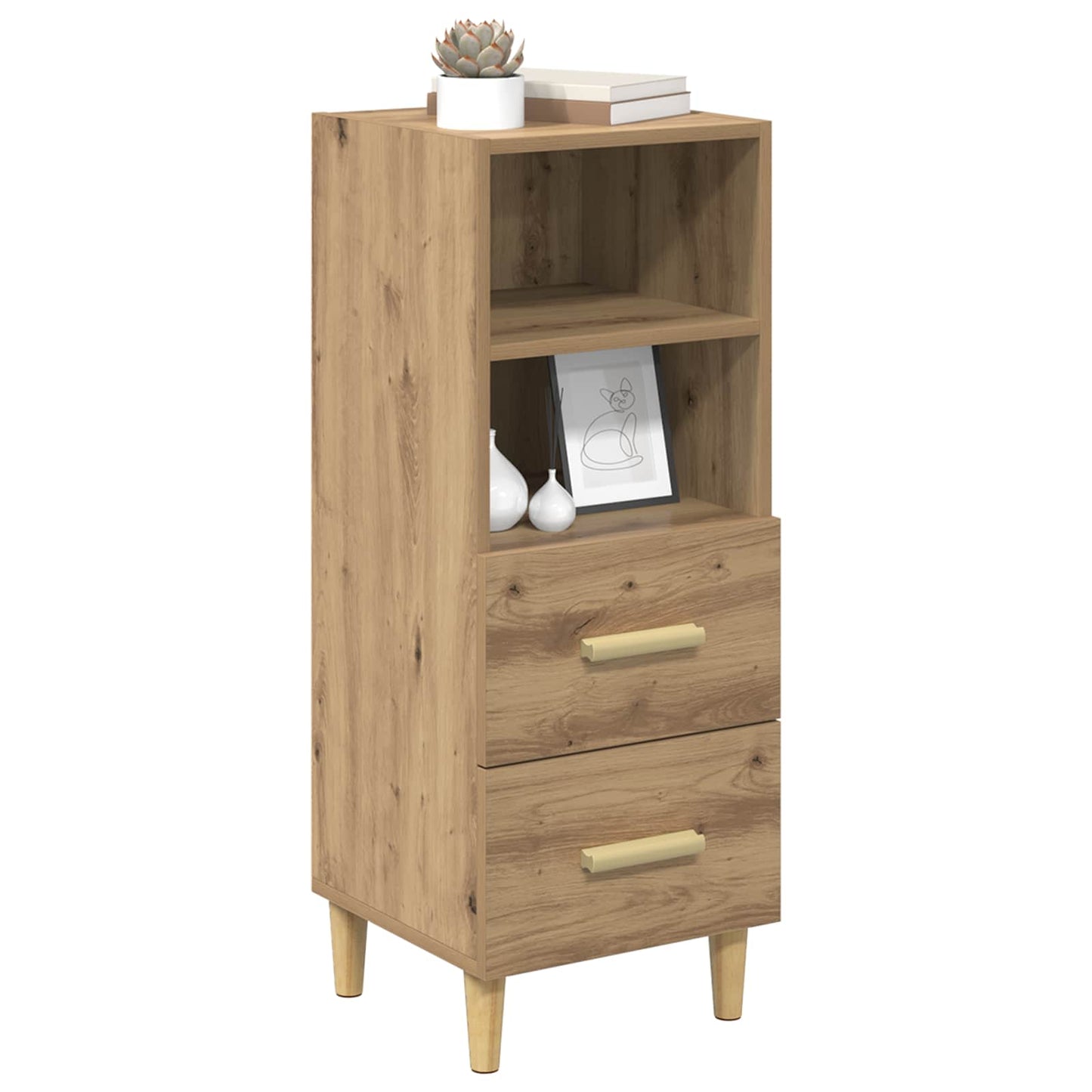 vidaXL Πλαϊνό γραφείο με συρτάρι artisan δρυς 34 x 34.5 x 90 εκ