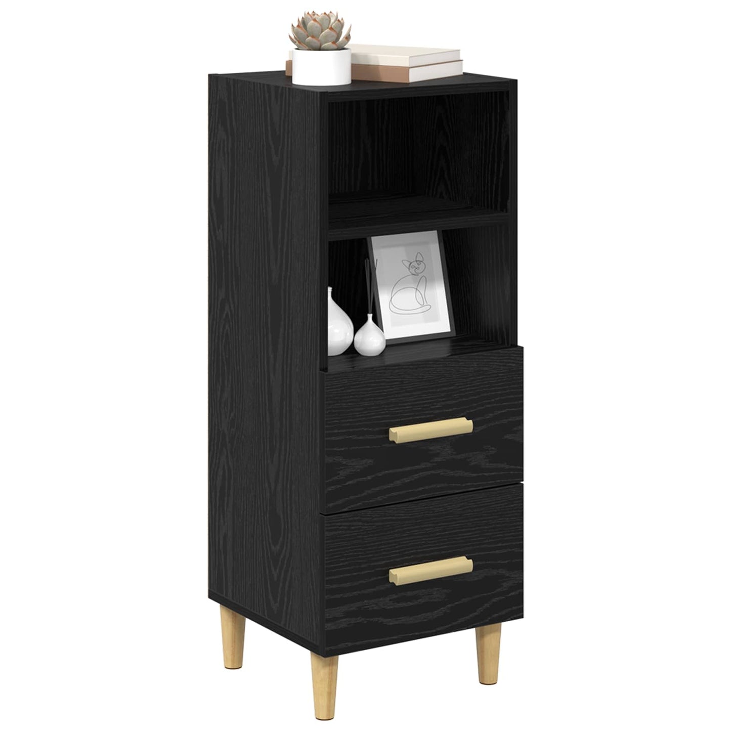 vidaXL Πλαϊνό γραφείο Μαύρη δρυς 34 x 34.5 x 90 εκ Επεξεργασμένο ξύλο
