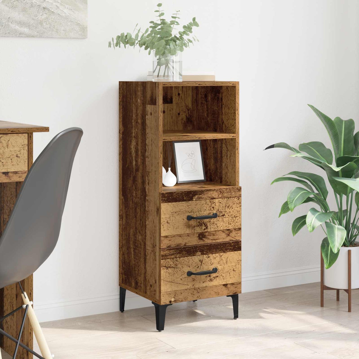 vidaXL Πλαϊνό γραφείο Παλαιό ξύλο 34 x 34.5 x 90 εκ Επεξεργασμένο ξύλο