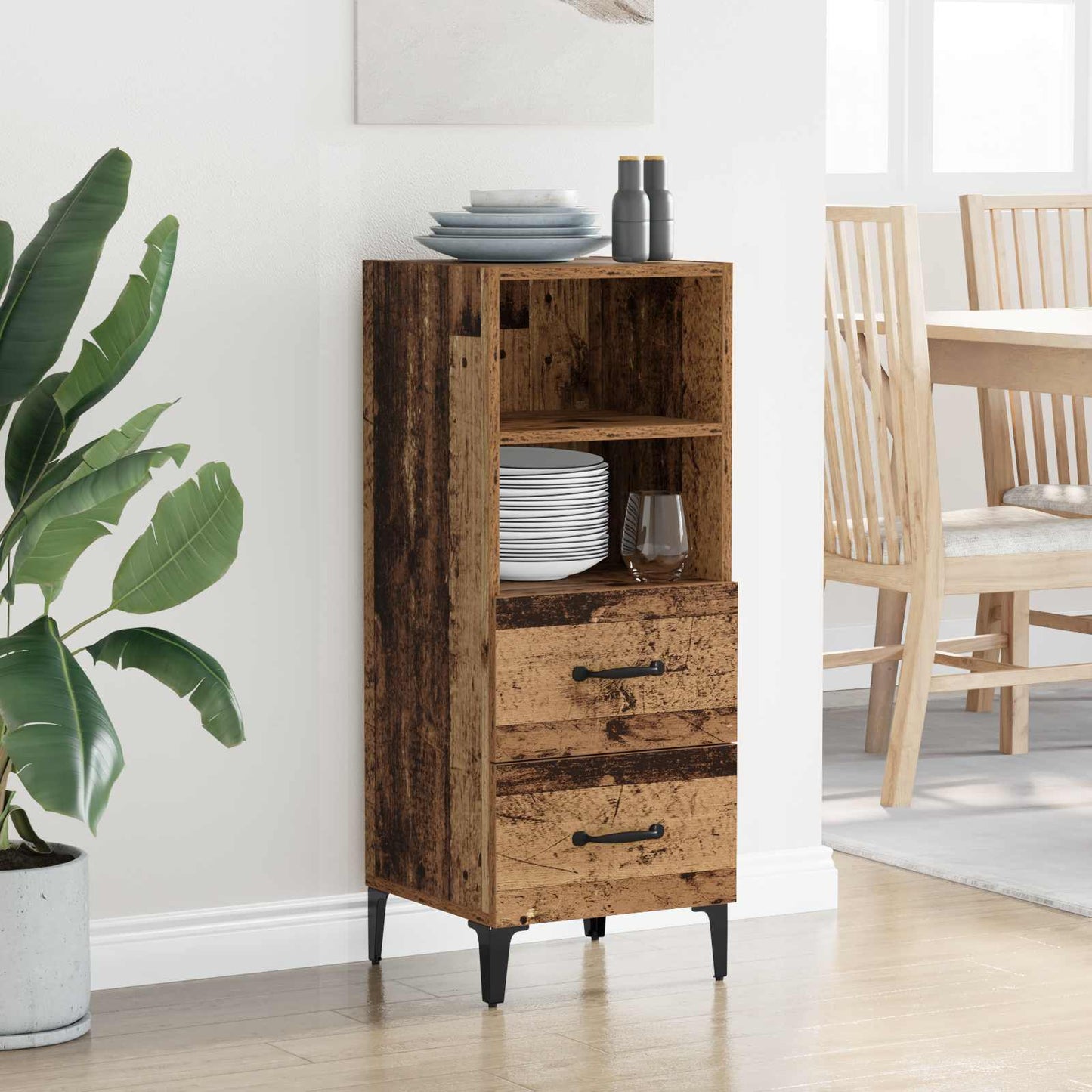 vidaXL Πλαϊνό γραφείο Παλαιό ξύλο 34 x 34.5 x 90 εκ Επεξεργασμένο ξύλο