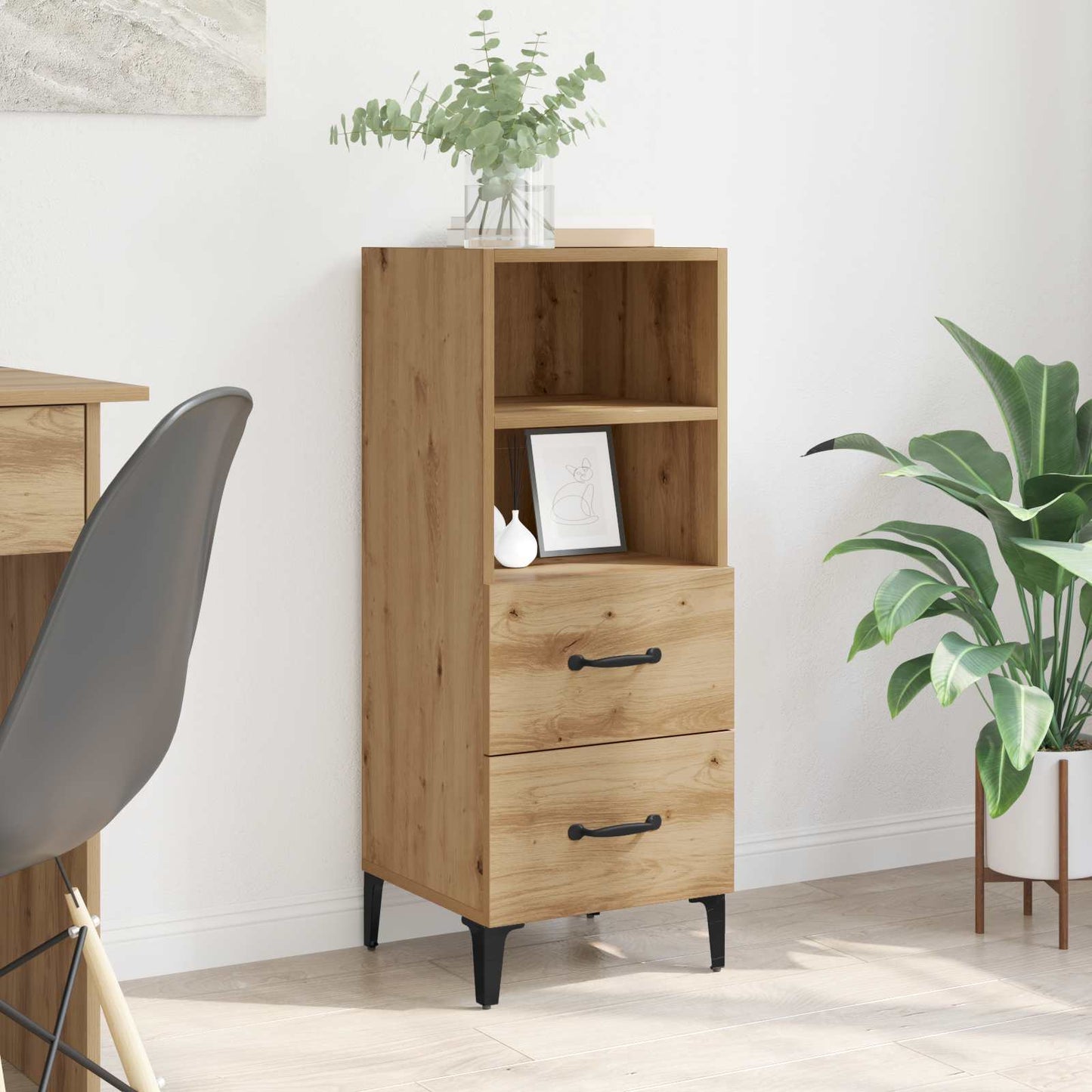 vidaXL Πλαϊνό γραφείο artisan δρυς 34 x 34.5 x 90 εκ
