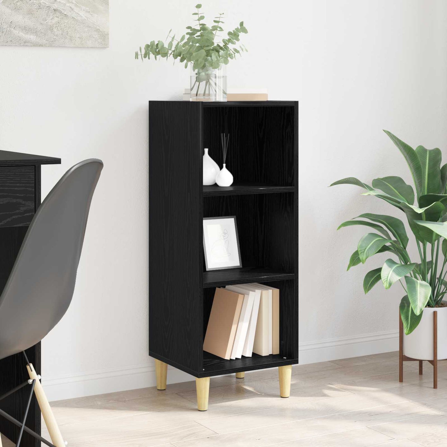 vidaXL Πλαϊνό γραφείο Μαύρη Οξυά 34,5 x 32,5 x 90 εκ.