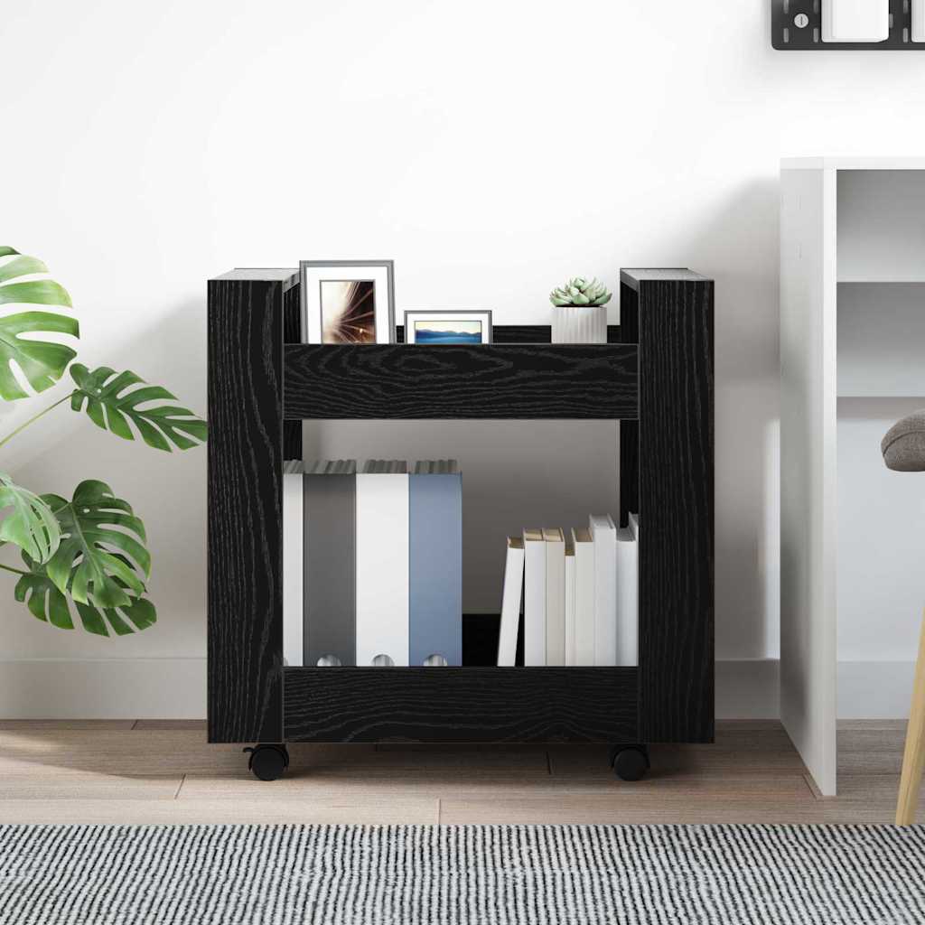 vidaXL Τροχήλατο Γραφείο Μαύρη Οξυά 60 x 45 x 60 εκ Επεξεργασμένο ξύλο