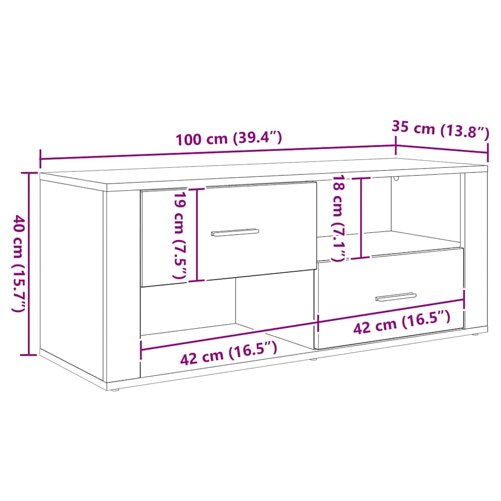vidaXL Ντουλάπι TV Artisan Oak 100 x 35 x 40 εκ Επεξεργασμένο ξύλο