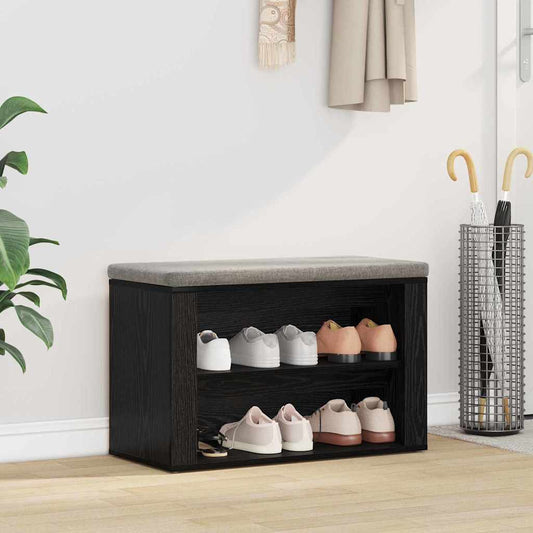 vidaXL Ράφι Παπουτσιών Μαύρη δρυς 75 x 35 x 45 εκ. Επεξεργασμένο ξύλο