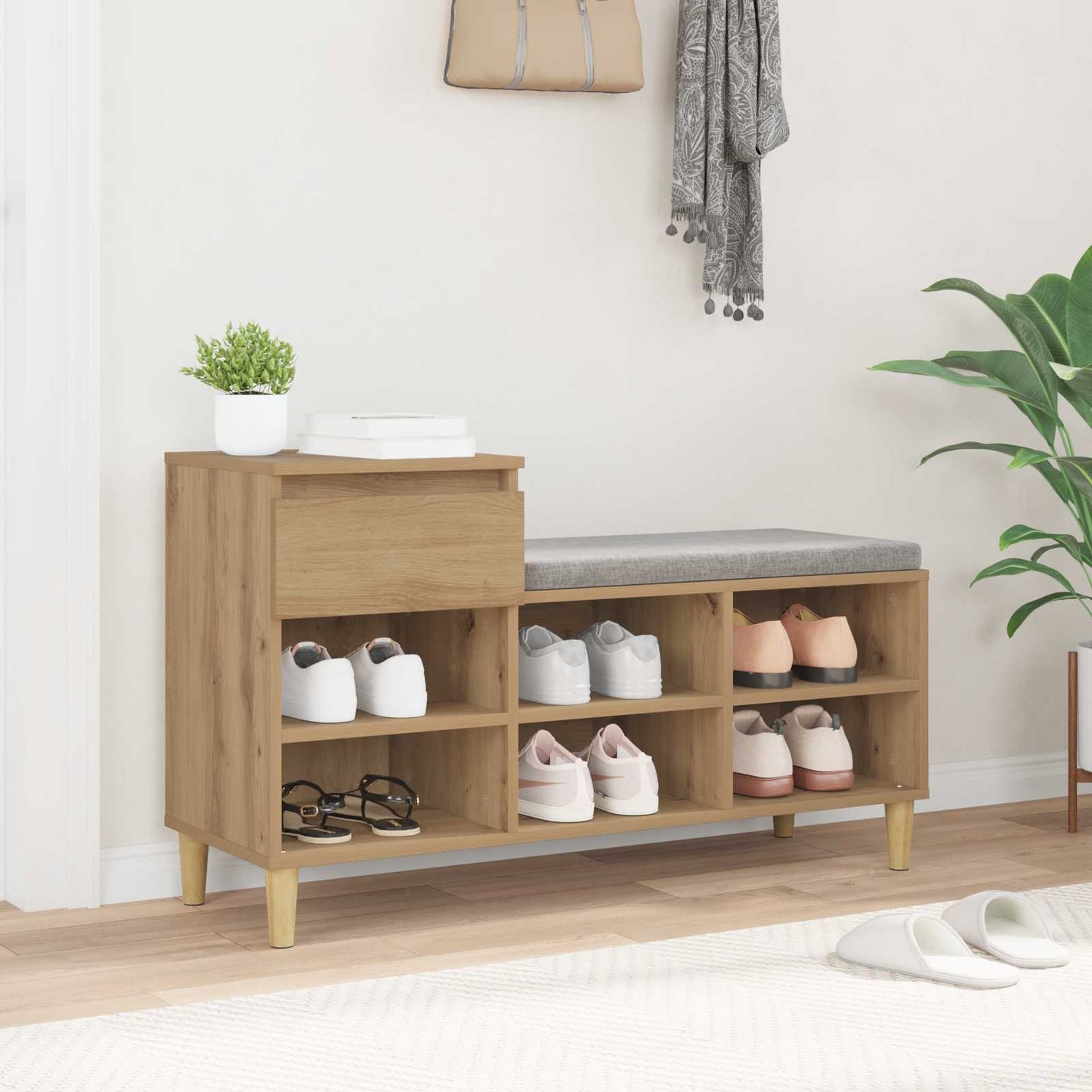 vidaXL Ντουλάπα Παπουτσιών με συρτάρι Artisan Oak 102 x 36 x 60 εκ.