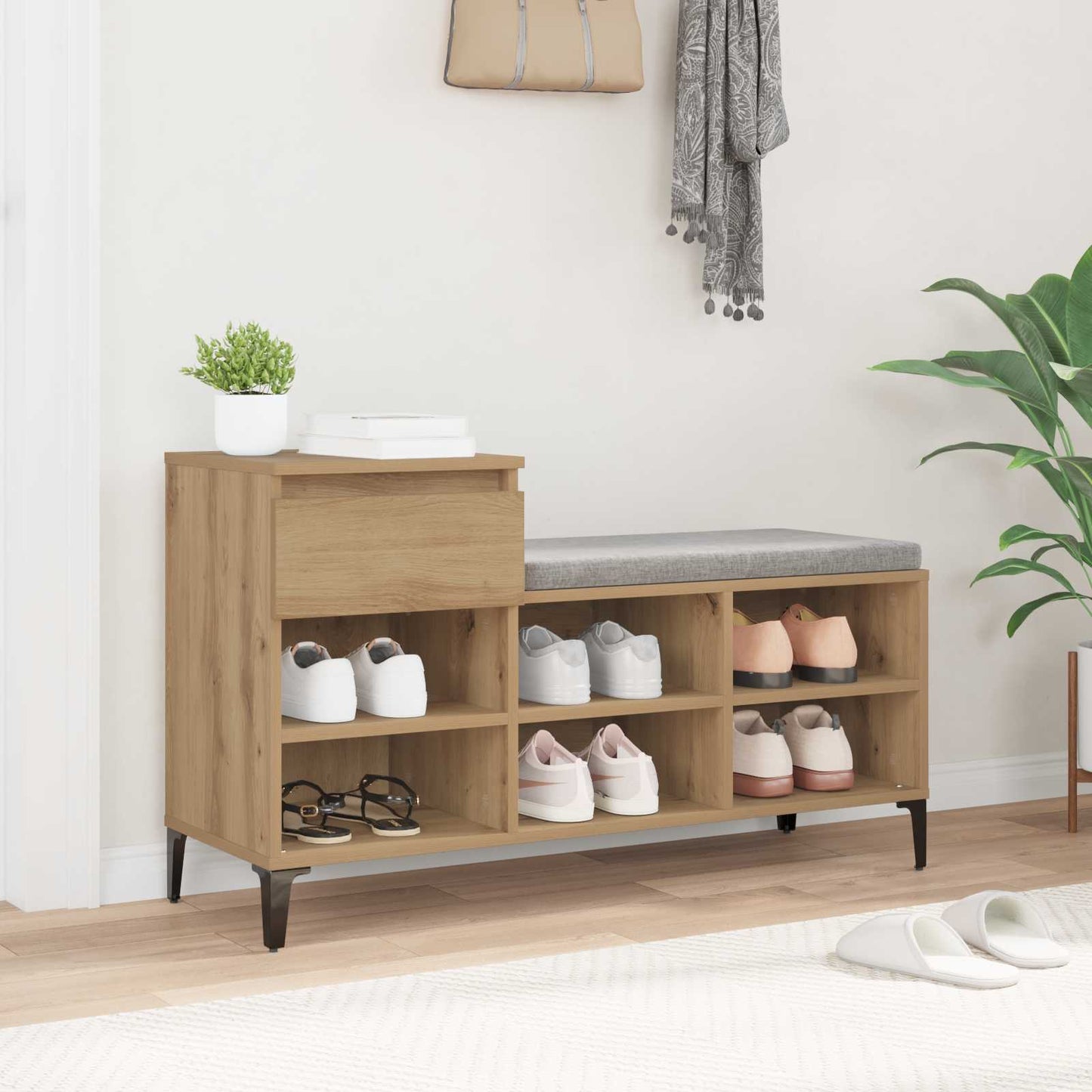 vidaXL Ντουλάπα Παπουτσιών με συρτάρι artisan δρυς 102 x 36 x 60 εκ.
