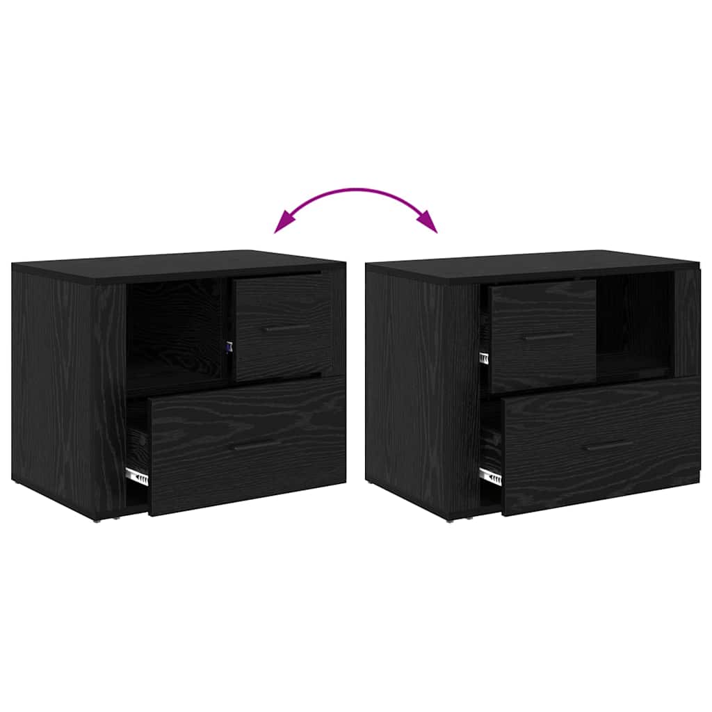 vidaXL Κομοδίνο Μαύρη δρυς 60 x 36 x 45 εκ Επεξεργασμένο ξύλο