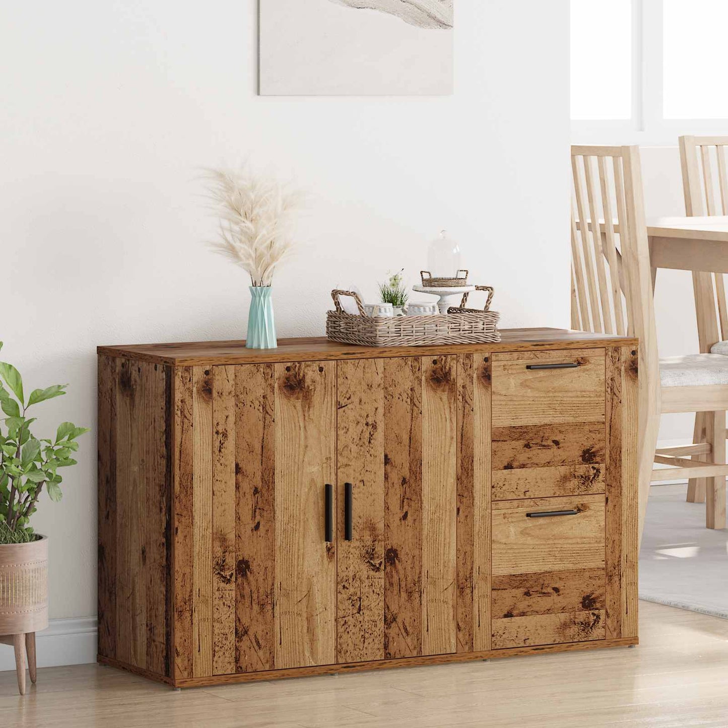 vidaXL Πλαϊνό γραφείο με συρτάρι Παλιό ξύλο 100 x 33 x 59.5 εκ.