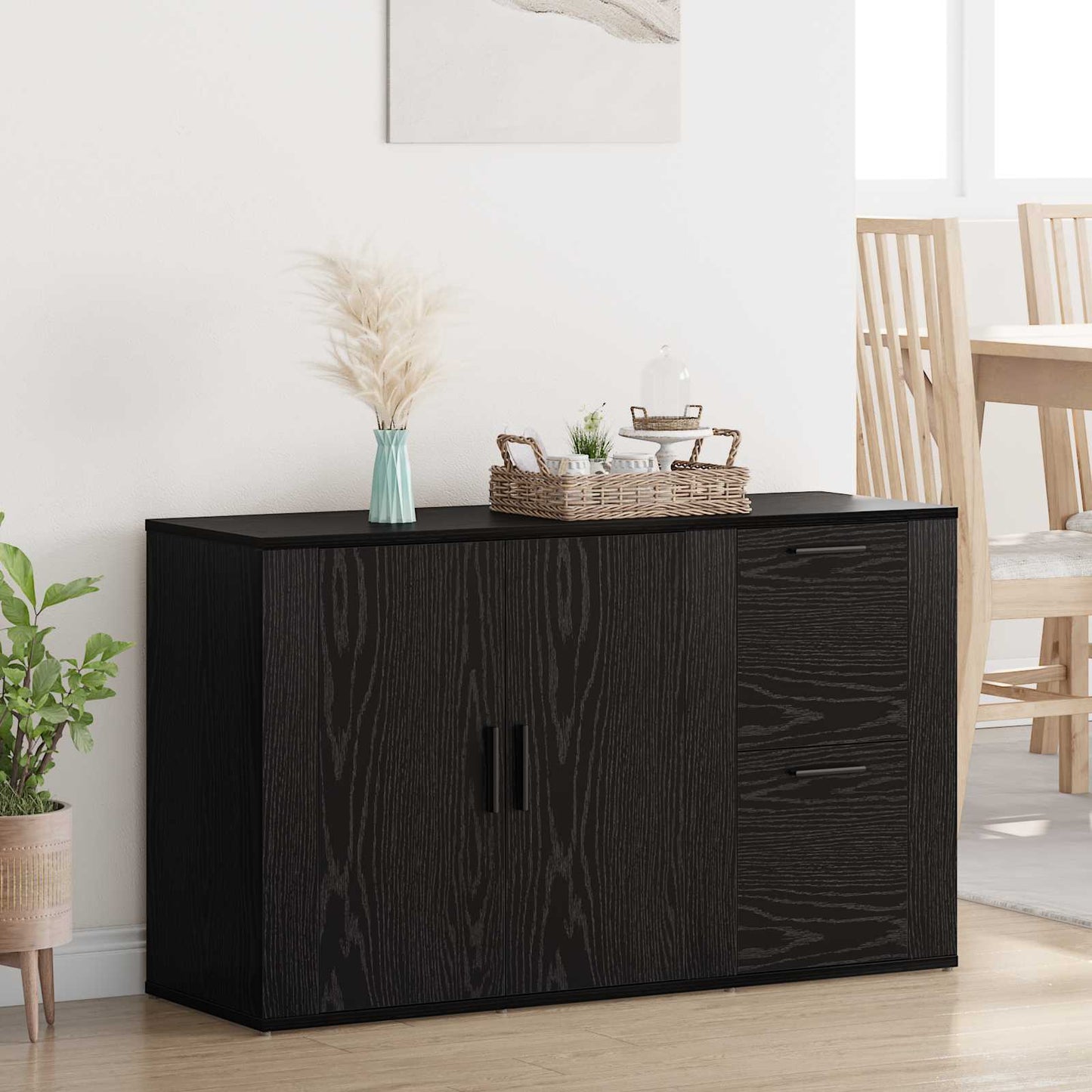 vidaXL Πλαϊνό γραφείο με συρτάρι Μαύρη Οξυά 100 x 33 x 59.5 εκ.