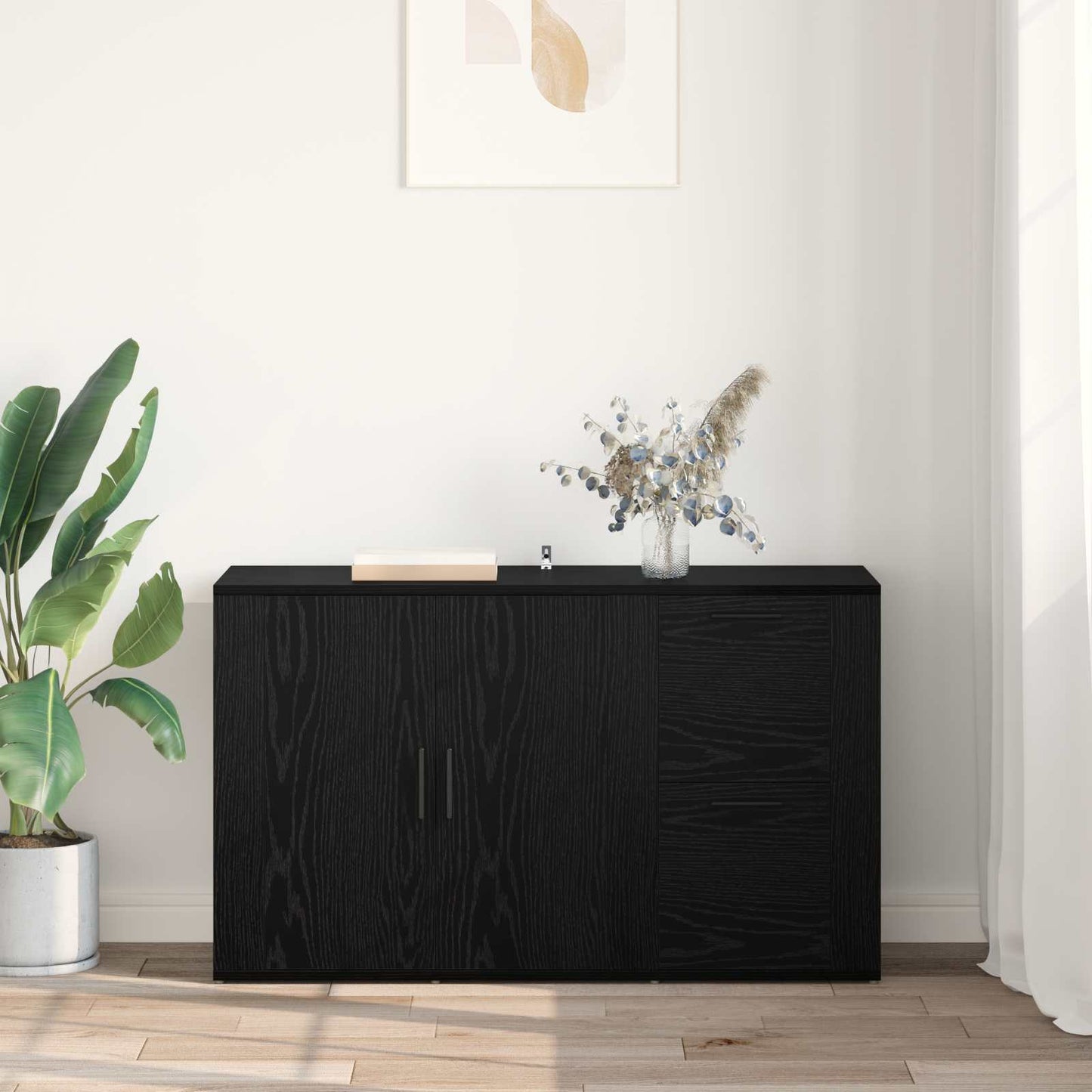 vidaXL Πλαϊνό γραφείο με συρτάρι Μαύρη Οξυά 100 x 33 x 59.5 εκ.