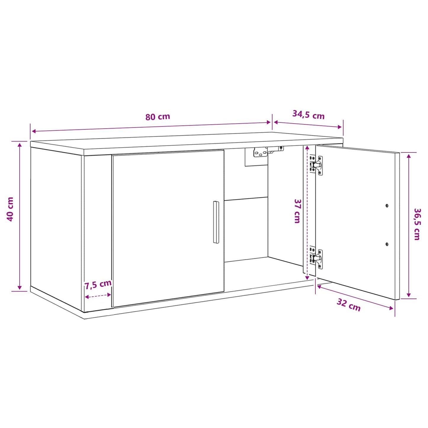 vidaXL Κρεμαστό Ντουλάπι Τηλεόρασης 80 x 34.5 x 40 εκ Παλαιό ξύλο
