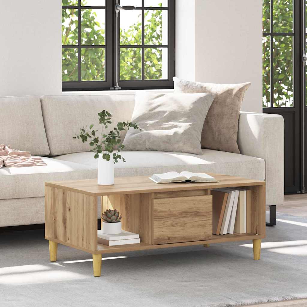 vidaXL Τραπεζάκι σαλονιού με συρτάρι Artisan Oak 90 x 50 x 26.5 εκ.