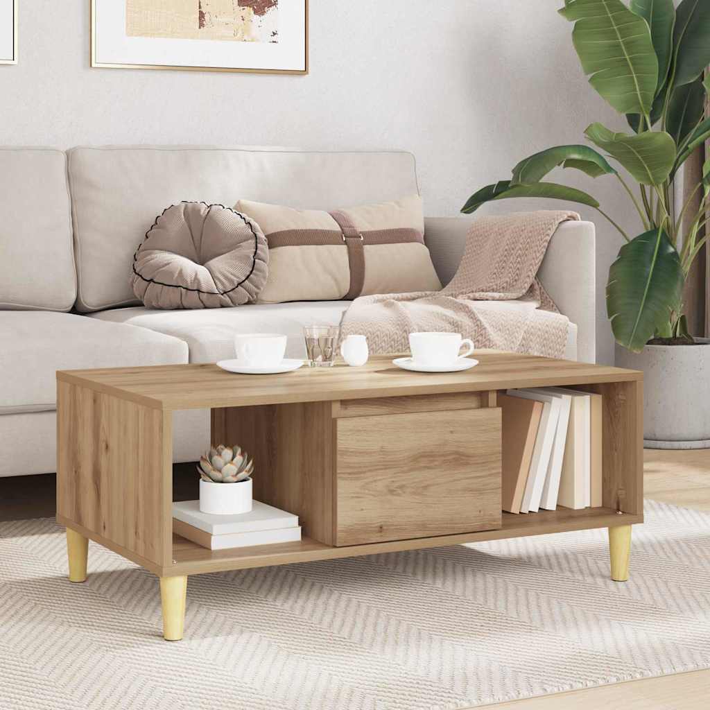 vidaXL Τραπεζάκι σαλονιού με συρτάρι Artisan Oak 90 x 50 x 26.5 εκ.