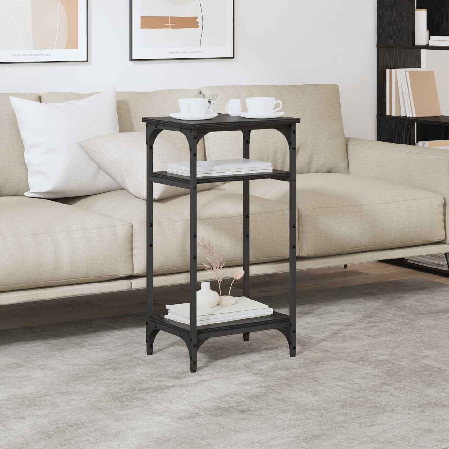 vidaXL Τραπεζάκι Πλευράς Μαύρη Οξυά 40 x 30 x 75 cm Επεξεργασμένο ξύλο