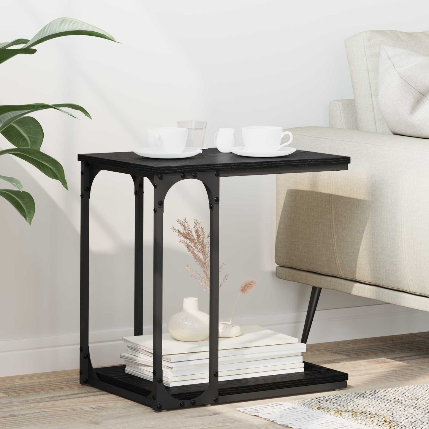vidaXL Τραπεζάκι Πλευράς Μαύρη Οξυά 50 x 35 x 52 cm Επεξεργασμένο ξύλο