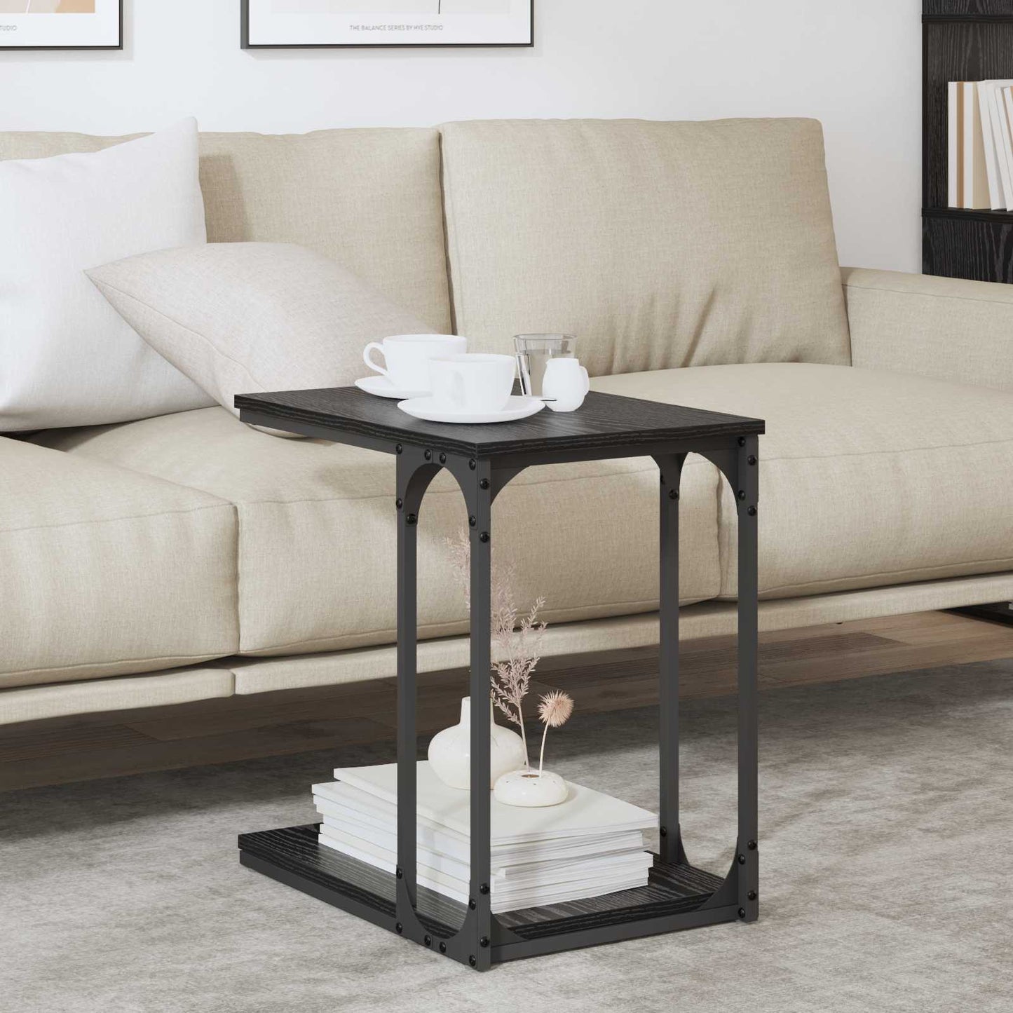vidaXL Τραπεζάκι Πλευράς Μαύρη Οξυά 50 x 35 x 52 cm Επεξεργασμένο ξύλο