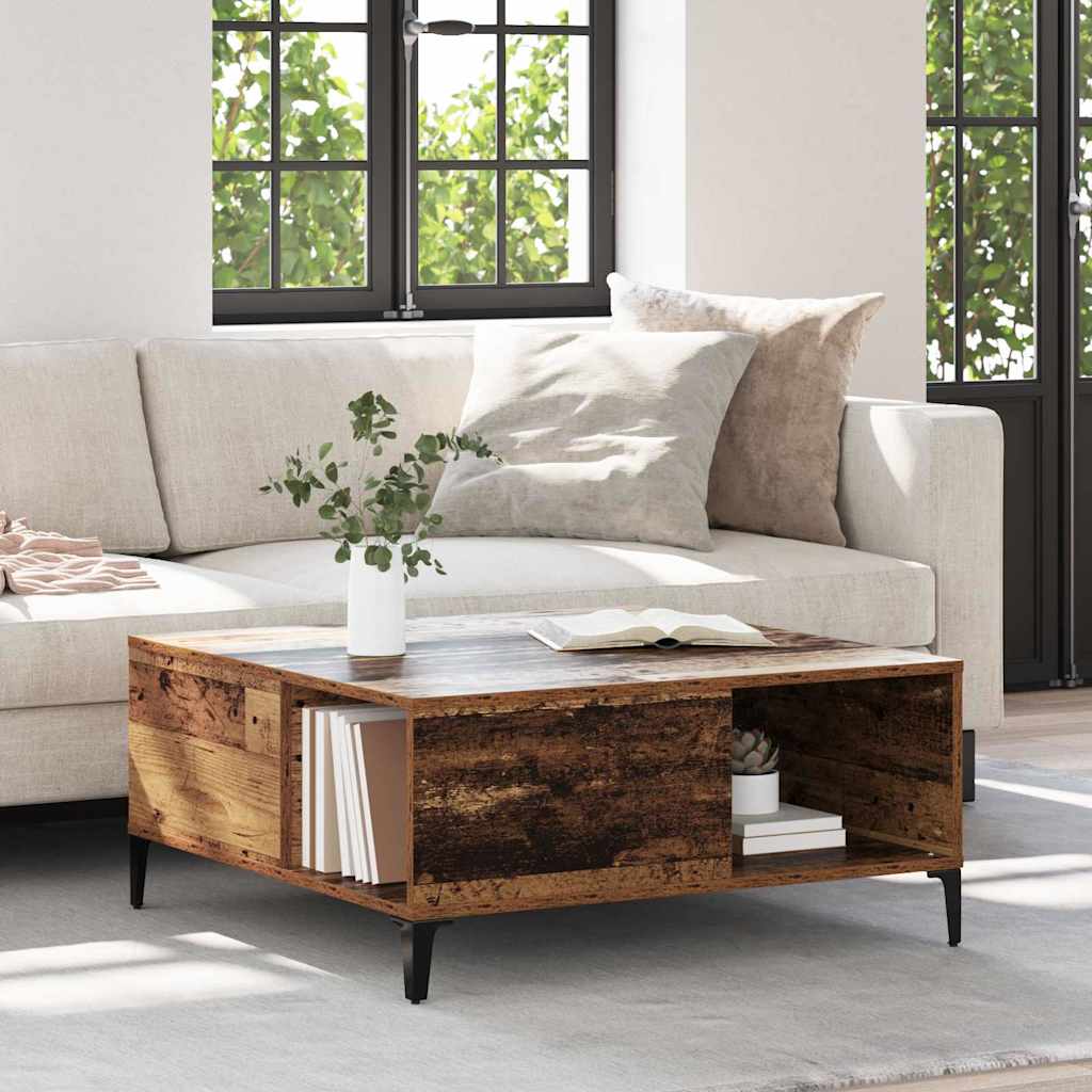 vidaXL Τραπεζάκι σαλονιού Παλιό Ξύλο 80 x 80 x 36,5 εκ