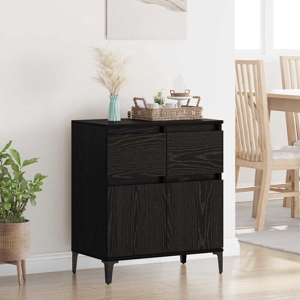 vidaXL Πλαϊνό γραφείο με συρτάρι Μαύρη Οξυά 60 x 35 x 70 cm