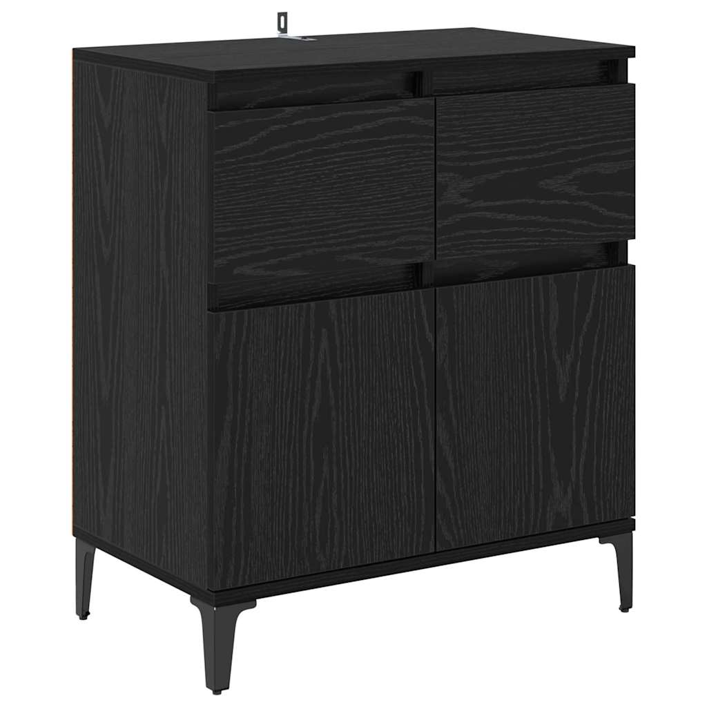 vidaXL Πλαϊνό γραφείο με συρτάρι Μαύρη Οξυά 60 x 35 x 70 cm