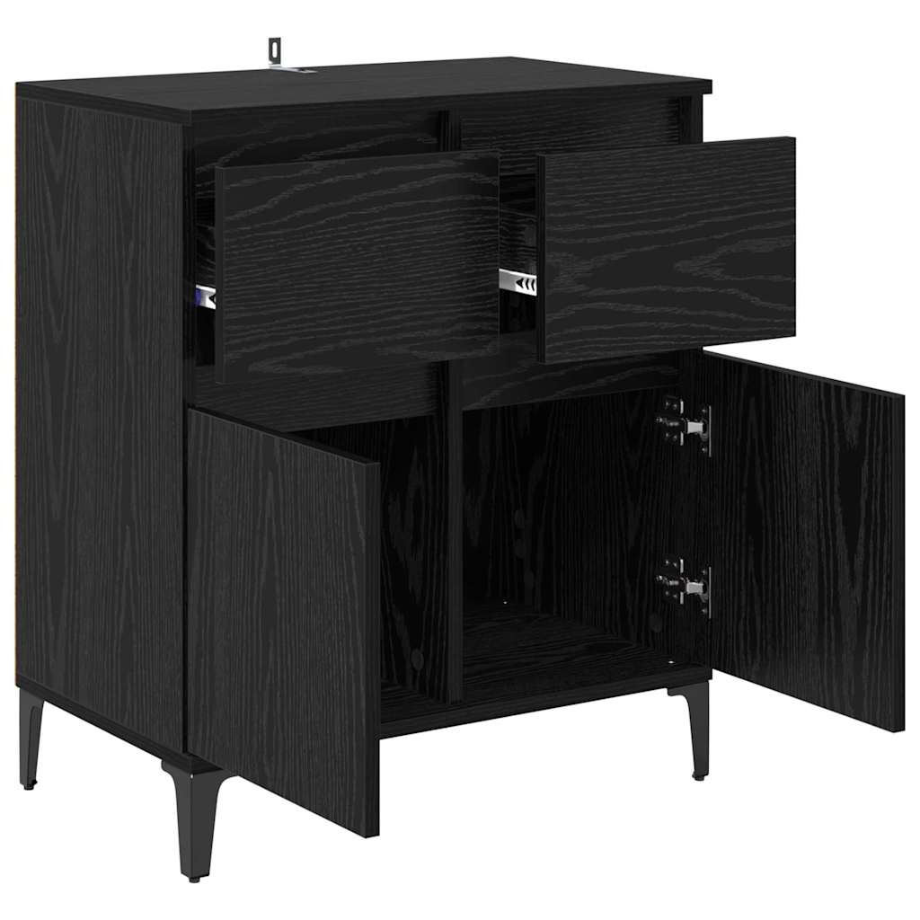 vidaXL Πλαϊνό γραφείο με συρτάρι Μαύρη Οξυά 60 x 35 x 70 cm