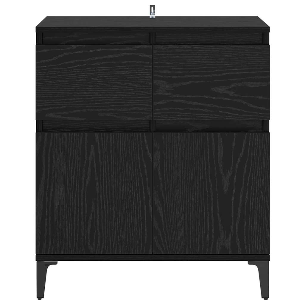 vidaXL Πλαϊνό γραφείο με συρτάρι Μαύρη Οξυά 60 x 35 x 70 cm
