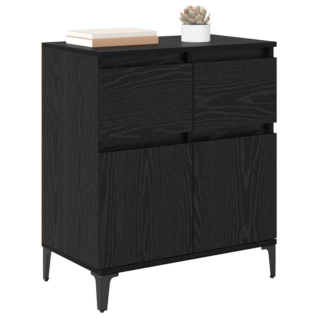 vidaXL Πλαϊνό γραφείο με συρτάρι Μαύρη Οξυά 60 x 35 x 70 cm