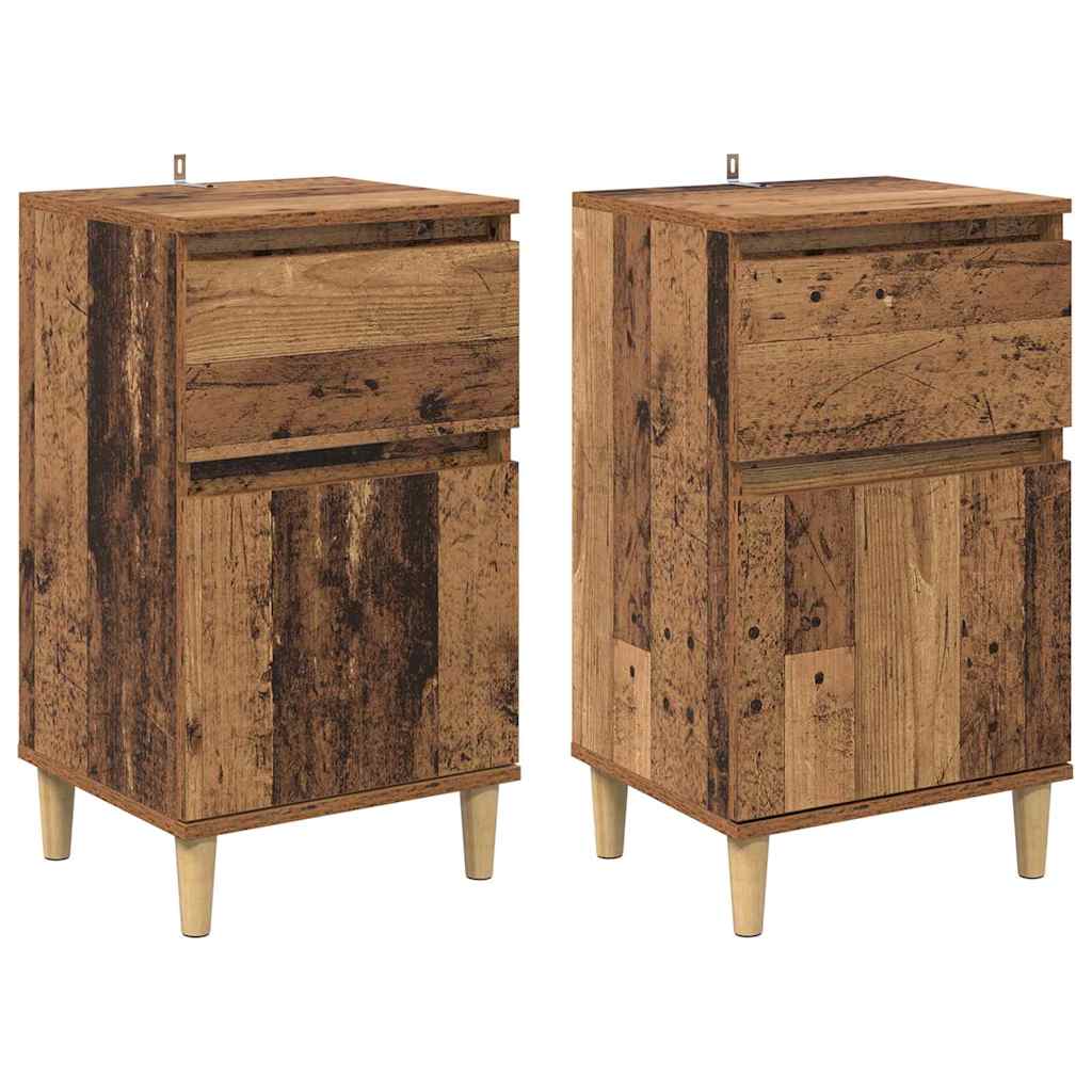vidaXL Κομοδίνο 2 pcs Παλιό ξύλο 40 x 35 x 70 εκ. Επεξεργασμένο ξύλο