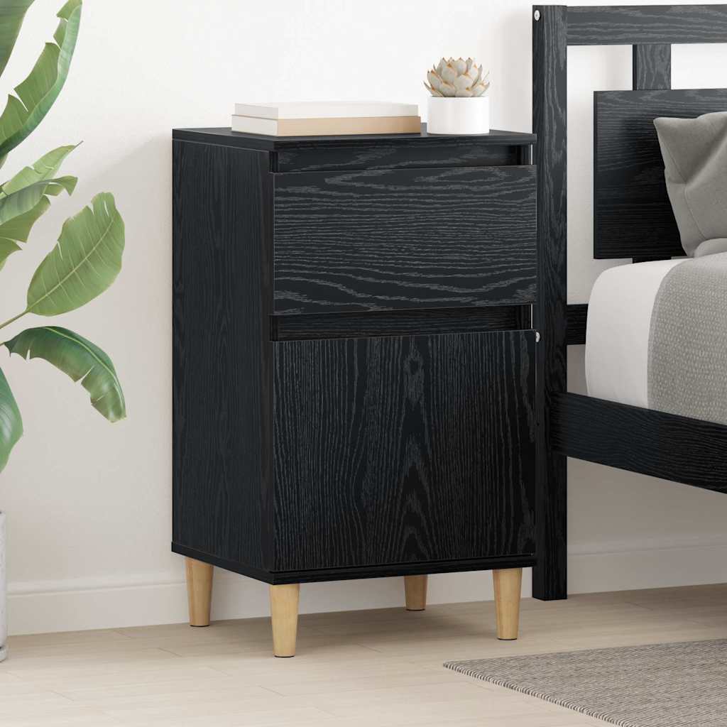 vidaXL Κομοδίνο 2 pcs Μαύρη Οξυά 40 x 35 x 70 εκ. Επεξεργασμένο ξύλο