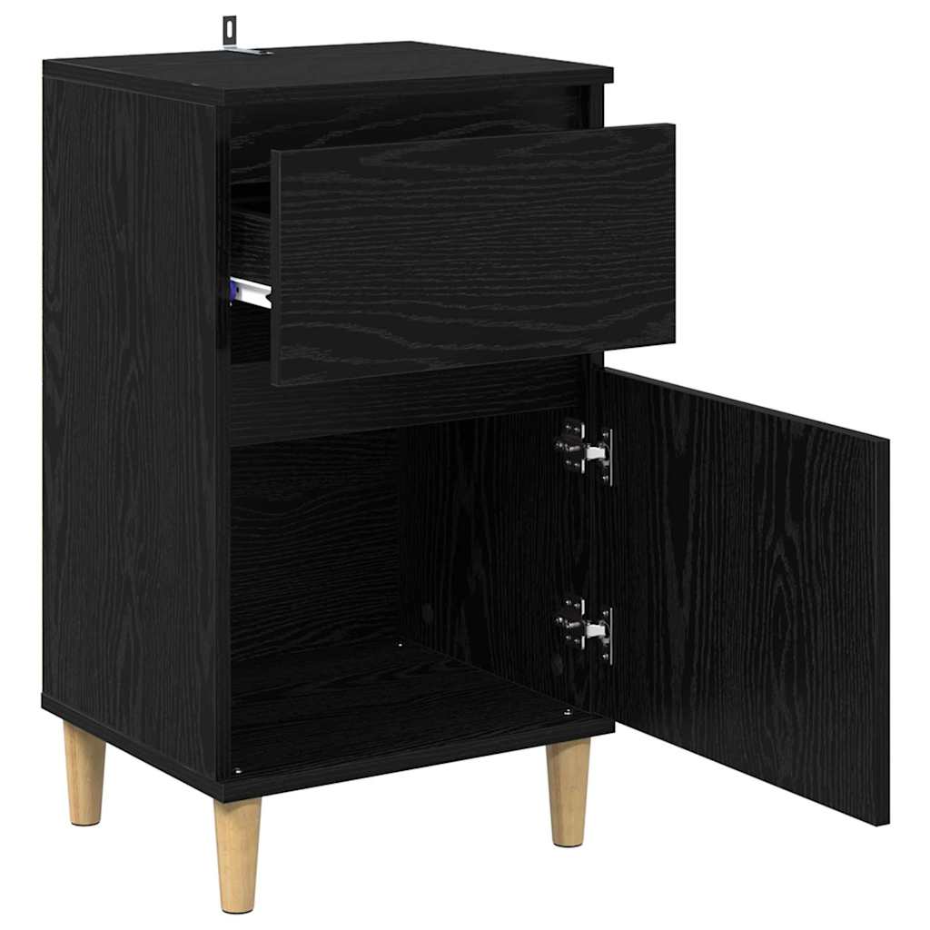 vidaXL Κομοδίνο 2 pcs Μαύρη Οξυά 40 x 35 x 70 εκ. Επεξεργασμένο ξύλο